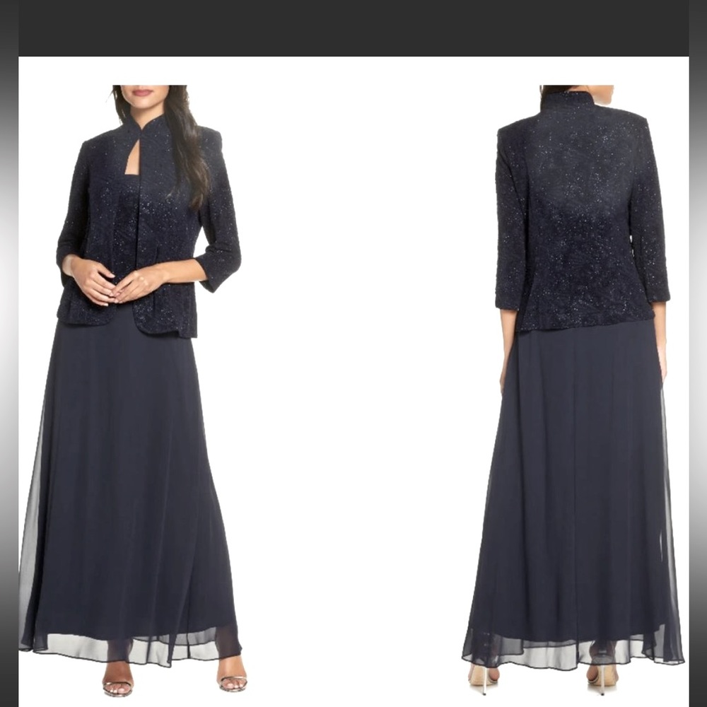 Alex Evenings Sequin 2 piece gown and jacket, size 14